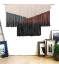 Macrame Wall Hanging Large Black Tie-Dye Geometric Décor Bohemian Yarn Tapestry Home Boho Wall Décor 59" Wx35 L Home & Garden > Decor > Artwork > Decorative Tapestries FLBER Black  