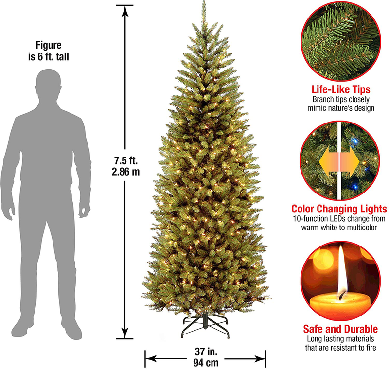 National Tree Company Pre-lit Artificial Christmas Tree | Includes Pre-strung Multi-Color LED Lights, PowerConnect and Stand | Kingswood Fir Slim - 7.5 ft Home & Garden > Decor > Seasonal & Holiday Decorations > Christmas Tree Stands National Tree Company   