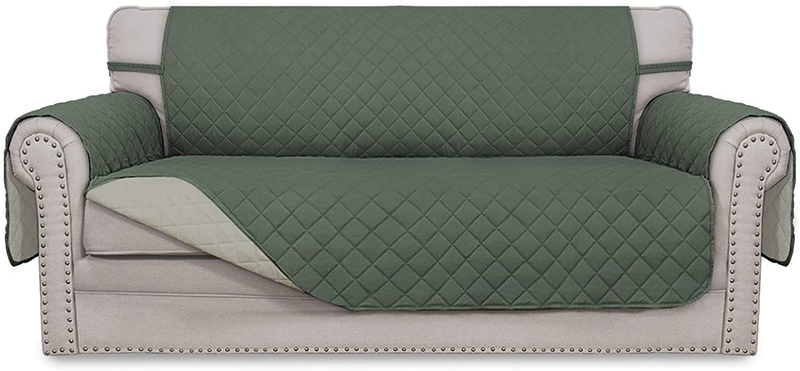 Easy-Going Sofa Slipcover Reversible Loveseat Sofa Cover Couch Cover for 2 Cushion Couch Furniture Protector with Elastic Straps for Pets Kids Dog Cat (Oversized Loveseat, Gray/Light Gray) Home & Garden > Decor > Chair & Sofa Cushions Easy-Going Greyish Green/Beige 54'' 