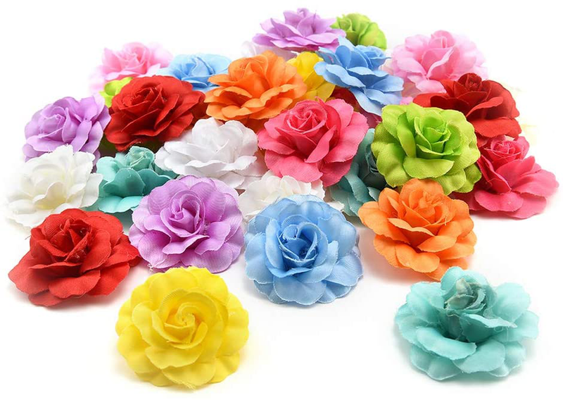 Fake flower heads in bulk Wholesale for Crafts DIY Artificial Silk Rose Peony Heads Decorative Stamen Fake Flowers for Wedding Home Birthday Decoration Vases Decor Supplies 30PCS 4.5cm (Colorful)