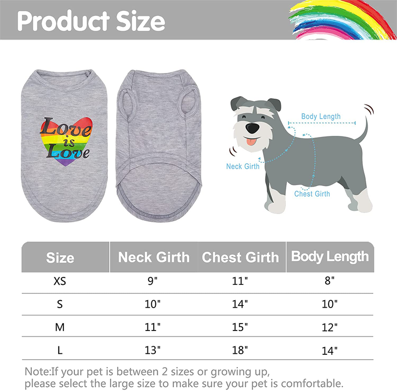 Dog Shirt Breathable Puppy Vest Pet Lovely Shirt Printed with Love Is Love Suitable for Small Medium Large Dog, Dog Shirts Apparel for Pet Dog