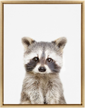 Kate and Laurel Sylvie Raccoon Portrait Framed Canvas Wall Art by Amy Peterson, 18x24 Gold, Adorable Animal Home Decor Home & Garden > Decor > Seasonal & Holiday Decorations Kate and Laurel Gold 18x24 