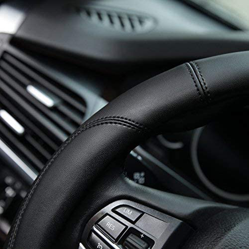 Valleycomfy Microfiber Leather Steering Wheel Cover Universal 15 inch (Black) Vehicles & Parts > Vehicle Parts & Accessories > Vehicle Maintenance, Care & Decor > Vehicle Decor > Vehicle Steering Wheel Covers Valleycomfy   