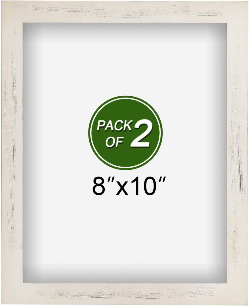 Emfogo 4x6 Picture Frame Photo Display for Tabletop Display Wall Mount Solid Wood High Definition Glass Photo Frame Pack of 2 Carbonized Black Home & Garden > Decor > Picture Frames Emfogo Vintage White 8x10 inch 