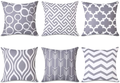 Top Finel Accent Decorative Throw Pillows Durable Canvas Outdoor Cushion Covers 16 X 16 for Couch Bedroom, Set of 6, Navy Home & Garden > Decor > Chair & Sofa Cushions Top Finel Grey 18"x18" 