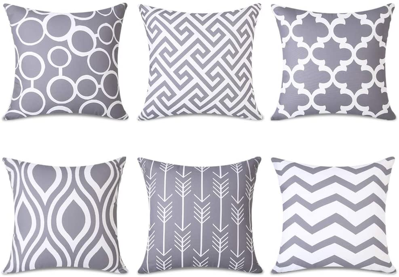 Top Finel Accent Decorative Throw Pillows Durable Canvas Outdoor Cushion Covers 16 X 16 for Couch Bedroom, Set of 6, Navy Home & Garden > Decor > Chair & Sofa Cushions Top Finel Grey 18"x18" 