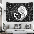 Sun and Moon Tapestry Mandala Yin Yang Tapestry Black and White Tapestries Psychedelic Bohemian Tapestry Tree of Life Tapestry Wall Hanging for Room (51.2 x 59.1 inches) Home & Garden > Decor > Artwork > Decorative Tapestries Romeooera Black White 59.1" x 59.1" 