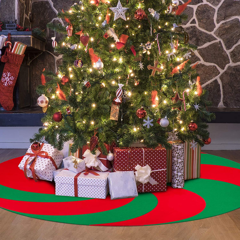 RUODON Christmas Tree Mat Waterproof Tree Stand Mat Christmas Tree Floor Protector Absorbent Tree Stand Tray Mat for Floor Protection Christmas Holiday Home Supply, 28 Inches (Red and Green Whirlpool) Home & Garden > Decor > Seasonal & Holiday Decorations > Christmas Tree Stands RUODON   
