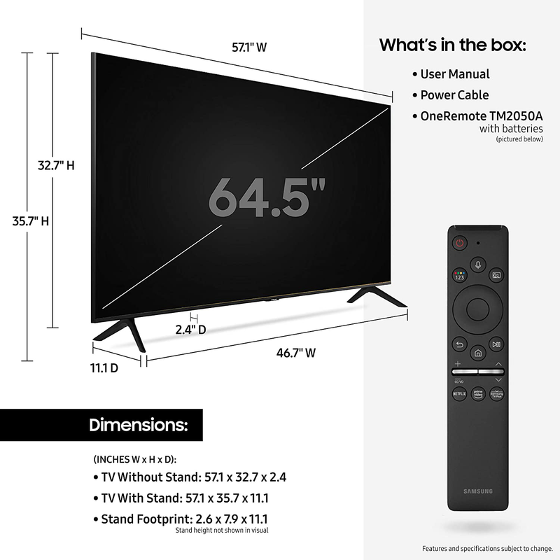 SAMSUNG 65-inch Class Crystal UHD TU-8000 Series - 4K UHD HDR Smart TV with Alexa Built-in (UN65TU8000FXZA, 2020 Model) Electronics > Video > Televisions SAMSUNG   