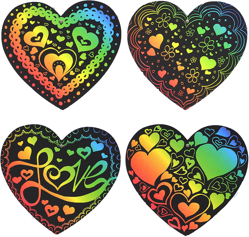 JOYIN 36 Packs Valentines Day Gifts Cards for Kids Magic Color Scratch Heart - Valentine Crafts & Art for Kids - Create Rainbow Scratch Art without Ink Home & Garden > Decor > Seasonal & Holiday Decorations JOYIN   