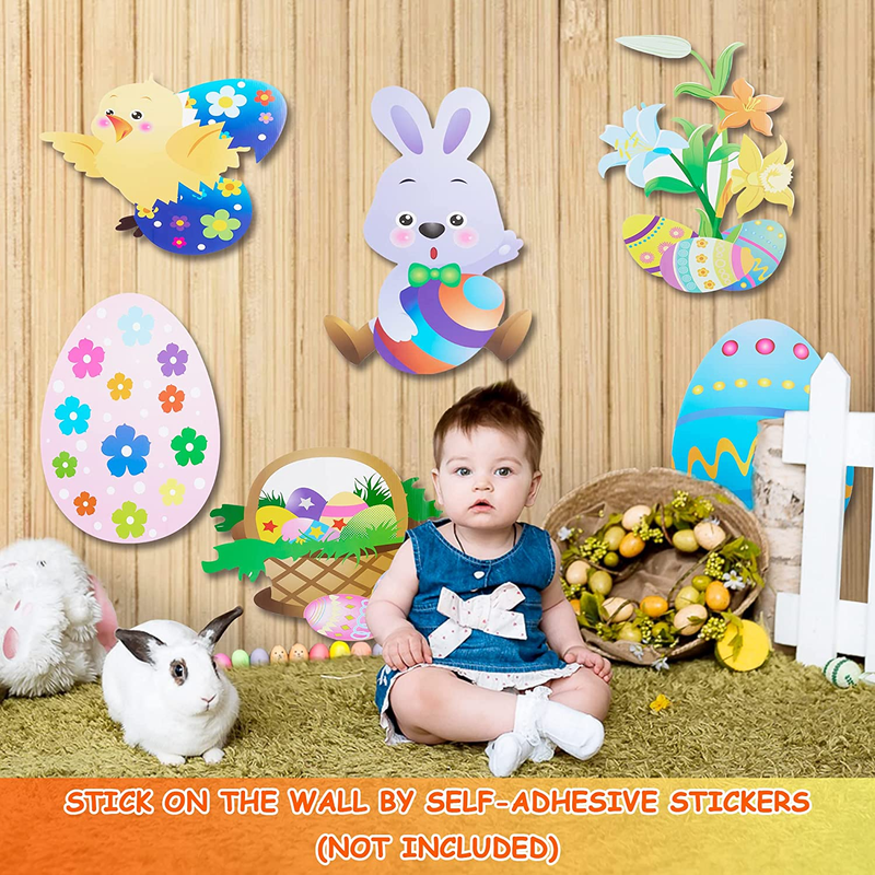 HOOJO 8 PCS Easter Yard Signs Decorations Outdoor, Waterproof Bunny, Chicks and Eggs Yard Stakes Sign, Easter Lawn Yard Decorations for Hunt Game, Party Supplies Decor, Easter Props Home & Garden > Decor > Seasonal & Holiday Decorations HOOJO   