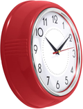 Lumuasky Retro Wall Clock 9.5 Inch Red Kitchen 50's Vintage Design Round Silent Non Ticking Battery Operated Quality Quartz Clock Home & Garden > Decor > Clocks > Wall Clocks Lumuasky White Red  