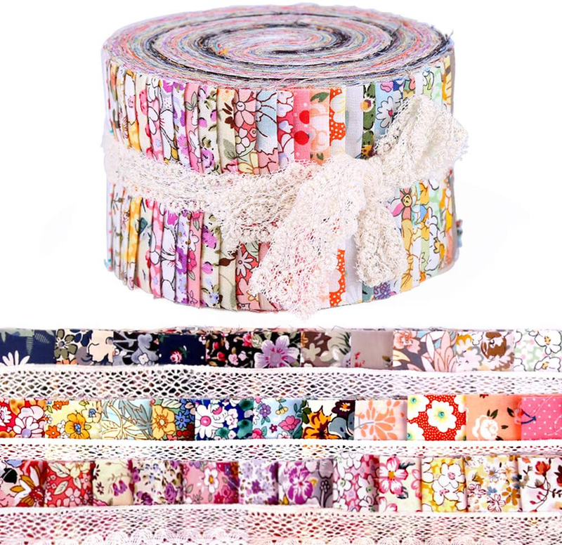 Roll Up Cotton Fabric Quilting Strips, Jelly Roll Fabric, Cotton Craft Fabric Bundle, Patchwork Craft Cotton Quilting Fabric, Cotton Fabric, Quilting Fabric with Different Patterns for Crafts Arts & Entertainment > Hobbies & Creative Arts > Arts & Crafts > Art & Crafting Materials > Textiles > Fabric ZMAAGG 36pcs  