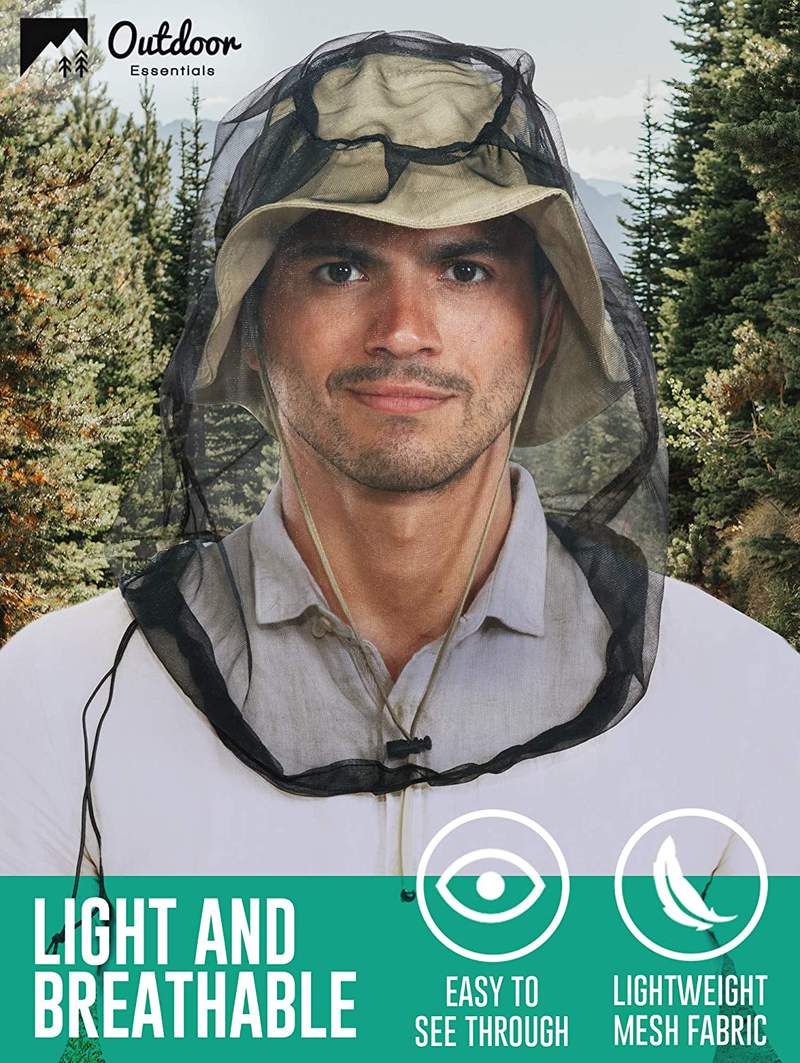 Mosquito Head Net Mesh - Bug Face Netting for Hats - Insect Net Mask Cover from Gnats, No-See-Ums & Midges with Extra Fine Fly Screen Holes - Outdoor Protection/Shield for Men & Women. Chemical Free Sporting Goods > Outdoor Recreation > Camping & Hiking > Mosquito Nets & Insect Screens OutdoorEssentials   
