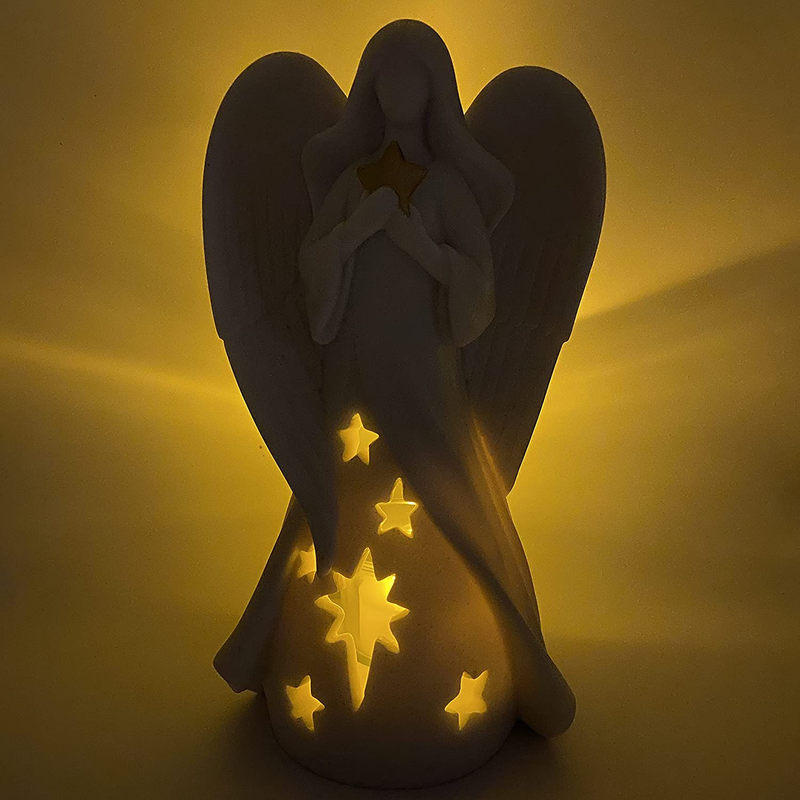 OakiWay Memorial Gifts - Star Angel Figurines Tealight Candle Holder, Sympathy Gifts for Loss of Loved One, W/ Flickering Led Candle, Bereavement, Grief, Funeral, Remembrance, Memory Home Decorations Home & Garden > Decor > Home Fragrance Accessories > Candle Holders OakiWay   