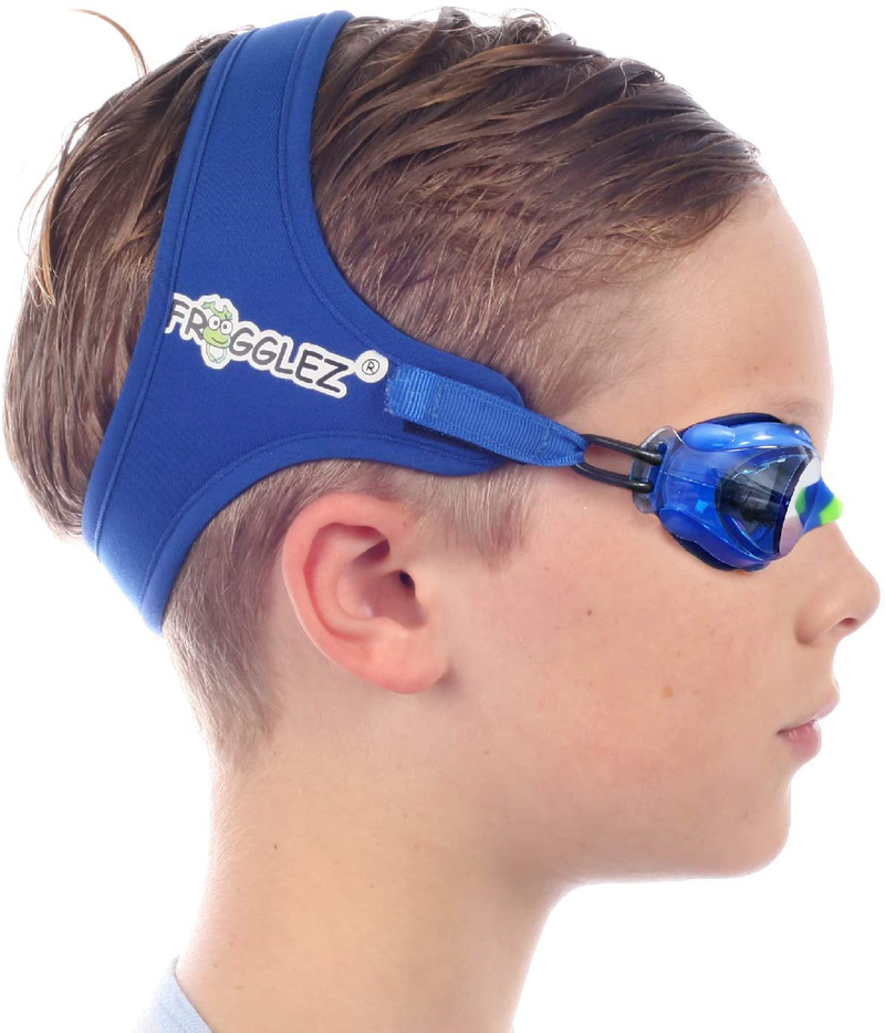 Frogglez Kids Swim Goggles with Pain-Free Strap | Ideal for Ages 3-10 | Leakproof, No Hair Pulling, UV Protection Sporting Goods > Outdoor Recreation > Boating & Water Sports > Swimming > Swim Goggles & Masks Frogglez Blue  