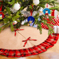 Cneng Christmas Tree Skirt 48 Inch Black and Red Buffalo Plaid Ruffle Tree Skirt Double Layers Burlap Tree Skirt for Christmas Home Decor New Year Party Holiday Decoration