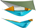 G4Free Large Camping Hammock with Mosquito Net and Rain Fly- 2 Person Portable Hammock with Bug Net and Tent Tarp , Hammock Tent for Outdoor Hiking Camping Backpacking Travel Sporting Goods > Outdoor Recreation > Camping & Hiking > Mosquito Nets & Insect Screens G4Free Sky Blue & Gold Large 