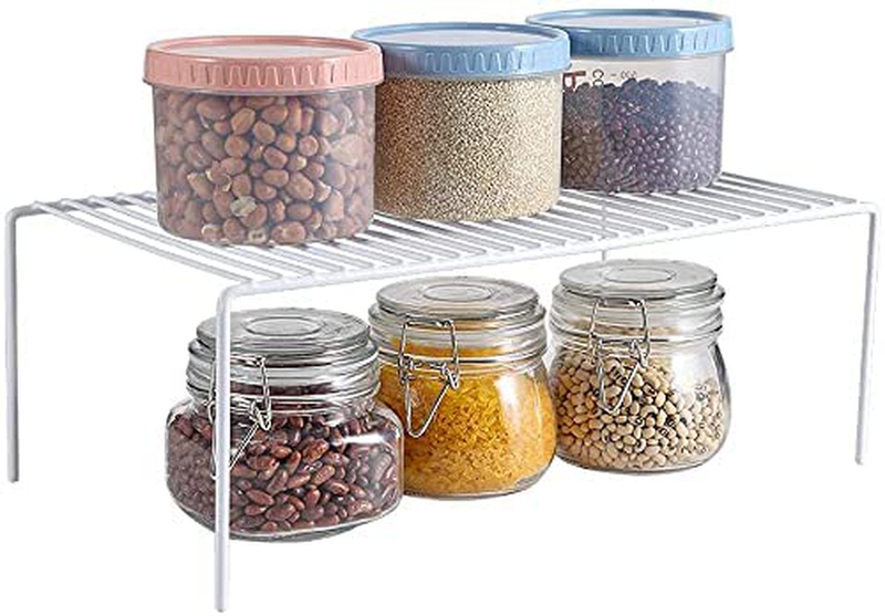KIKIBRO Heavy Duty Cabinet Storage Shelf Rack, Large Rustproof Stainless Steel Food Kitchen Organizer for Spice, Cabinets, Pantry Shelves, Countertops Dishes, Plates, Bowls, Mugs, Glasses - Set of 6