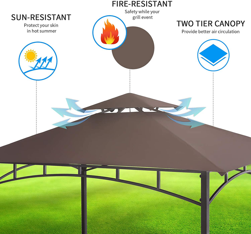 FAB BASED 8x5 Grill Gazebo Canopy for Patio Outdoor BBQ Gazebo with Shelves Barbeque Grill Canopy with Extra 2 LED Lights Home & Garden > Lawn & Garden > Outdoor Living > Outdoor Structures > Canopies & Gazebos FAB BASED   