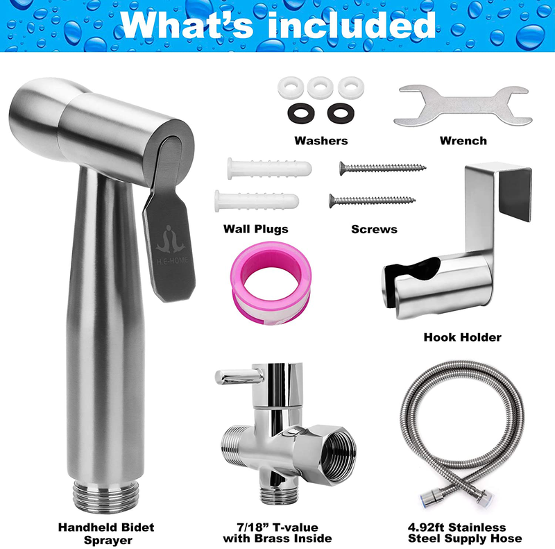 H.E Home Bidet Sprayer for Toilet a Perfect Cloth Diaper Sprayer Easy to Install and Leak Proof Hose with Complete Jet Spray Kit. High Pressure Toilet Sprayer Sporting Goods > Outdoor Recreation > Camping & Hiking > Portable Toilets & Showers H.E-Home   