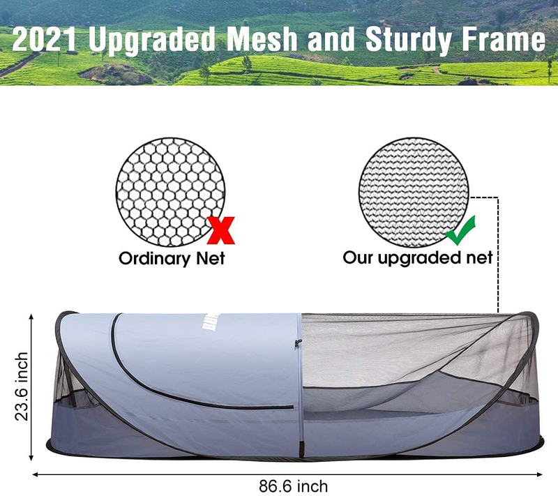 Single Portable Mosquito Net Tent, Pop up Mosquito Tent for Camping Outdoor Travling Backyard, Self Standing Auto- Expanding