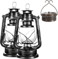 Kerosene Oil Lamp Sets,2 Kerosene Lanterns and 1 Mosquito Coil Holder, Rustic Hurricane Lamp for Indoor and Outdoor Use, Table top Decoration (Old Silver) Home & Garden > Lighting Accessories > Oil Lamp Fuel Igtazy Old Silver  