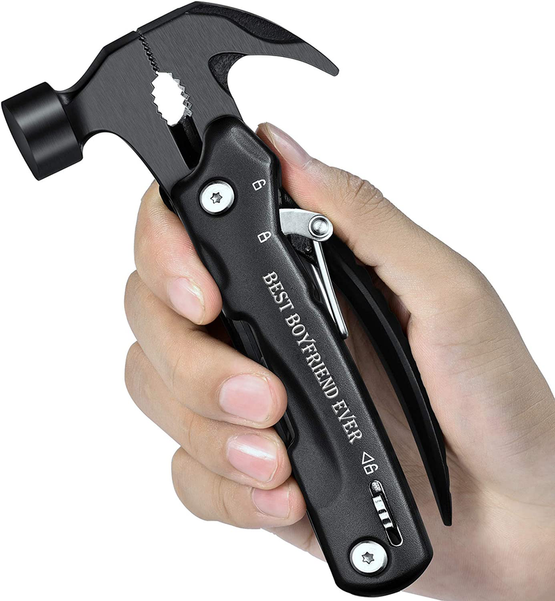 Gifts for Men Dad Husband Grandpa, Unique Christmas Birthday Camping Gifts Ideas for Women Him Boyfriend, Cool Gadgets Stocking Stuffers, All in One Tools Mini Hammer Multitool Sporting Goods > Outdoor Recreation > Camping & Hiking > Camping Tools Veitorld Best Boyfriend Ever  
