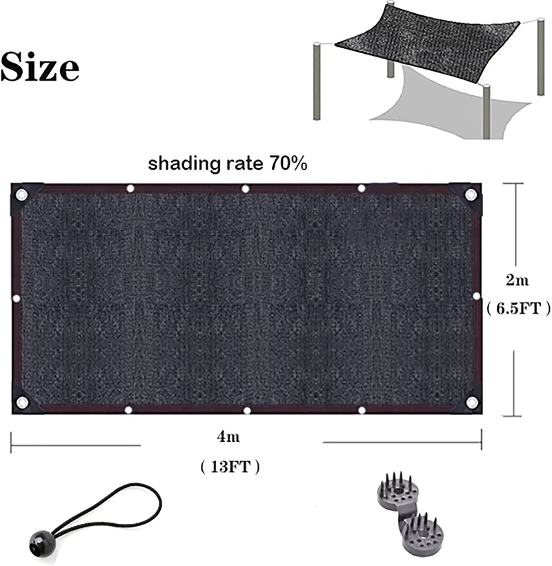FOXIVO 70%-80% Black Sunblock Shade Cloth with Grommets - 6.5 x 13Ft Greenhouse Shade Cloth for Plants Outdoor Garden Cover Sun Protection, Barn Kennel, Chicken Coop Home & Garden > Lawn & Garden > Outdoor Living > Outdoor Umbrella & Sunshade Accessories FOXIVO   