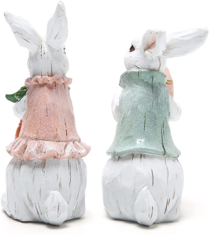 Hodao Easter Bunny Decorations Spring Home Decor Bunny Figurines(Easter White Rabbit 2Pcs) Home & Garden > Decor > Seasonal & Holiday Decorations Hodao   