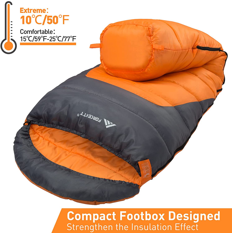 Forceatt Sleeping Bag, 50-77℉ Lightweight & Portable Sleeping Bags for Adults, Backpacking Mummy Sleeping Bag Suitable Camping, Hiking, Indoor and Outdoor Use, for 3 Seasons of Warm and Cool Weather. Sporting Goods > Outdoor Recreation > Camping & Hiking > Sleeping BagsSporting Goods > Outdoor Recreation > Camping & Hiking > Sleeping Bags Forceatt   