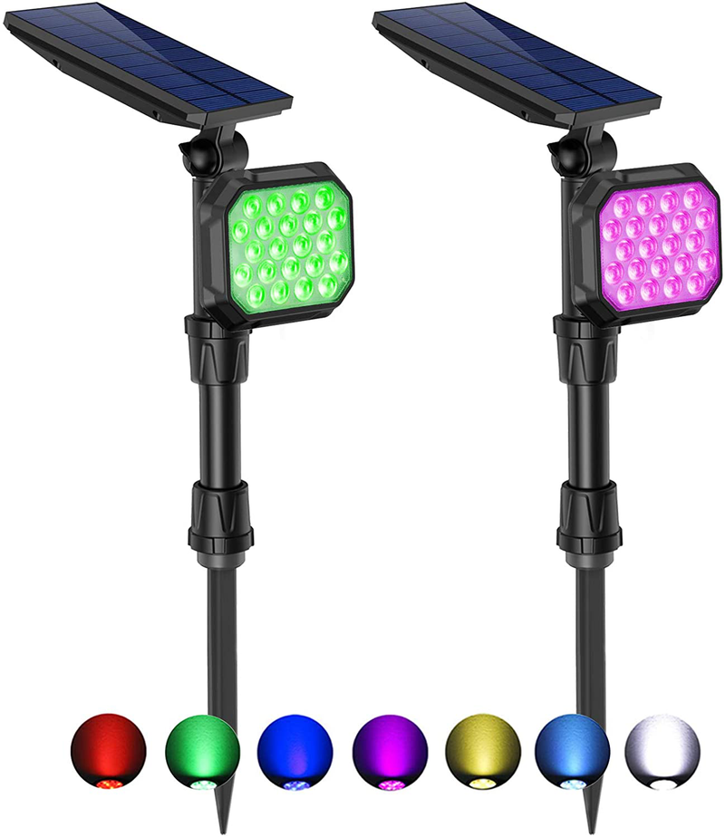 ROSHWEY Solar Landscape SpotLights Outdoor, 22 LED 700 Lumens Bright Landscape Light Waterproof Security Lamps for Yard, Pathway, Walkway, Garden, Driveway - Cool White, 4 Pack Home & Garden > Lighting > Lamps ROSHWEY Colorful - 2 Pack  
