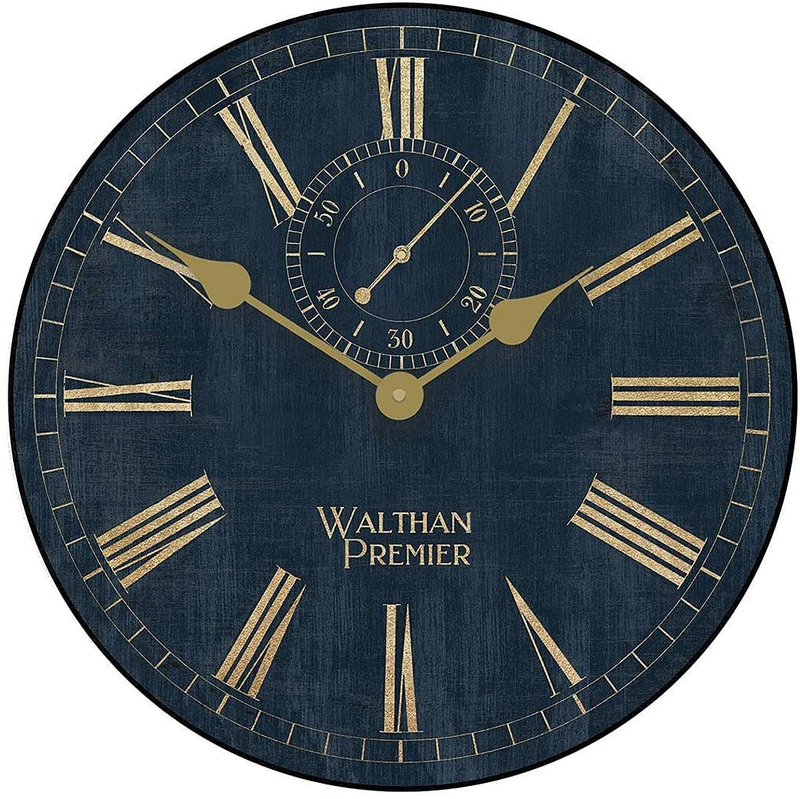 Navy Blue Large Wall Clock | Ultra Quiet Quartz Mechanism | Hand Made in USA | Beautiful Crisp Lasting Color | Comes in 8 Sizes Home & Garden > Decor > Clocks > Wall Clocks The Big Clock Store 6. Alston Walthan Navy & Gold 12-Inch 