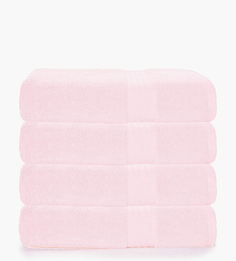 Glamburg Premium Cotton 4 Pack Bath Towel Set - 100% Pure Cotton - 4 Bath Towels 27x54 - Ideal for Everyday use - Ultra Soft & Highly Absorbent - Black Home & Garden > Linens & Bedding > Towels GLAMBURG Pink  