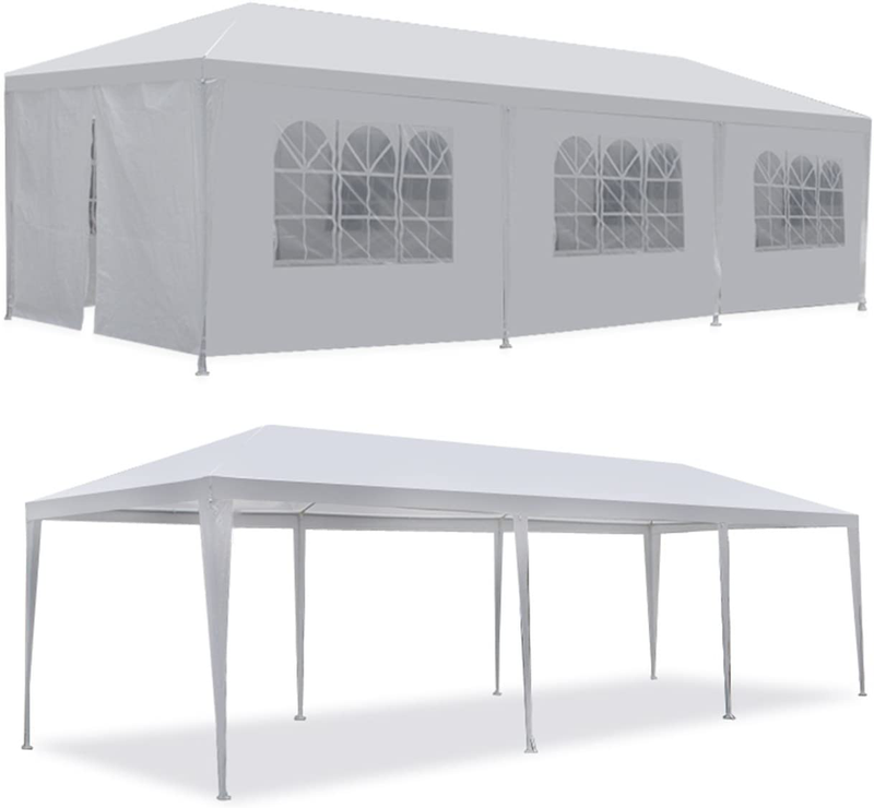 F2C 10 X30 Outdoor Gazebo White Canopy with Sidewalls Party Wedding Tent Cater Events Pavilion Beach BBQ (10'X30')