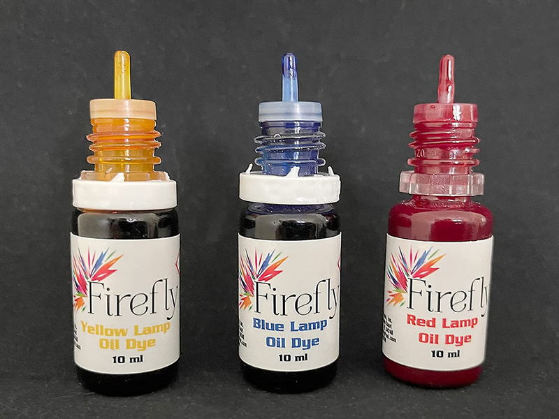 Firefly Colored Lamp Oil Dye Bundled with Eco-Friendly, Non-Toxic, Odorless, Smokeless Safe and Green Lamp Oil