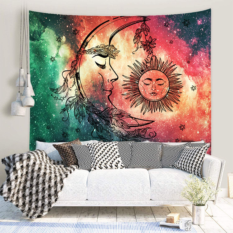 Nidoul Psychedelic Wall Tapestry|Starry Sun Moon Face Tapestry Wall Hanging|Hippie Spiritual Tapestry|Wall Art Decoration for Bedroom Living Room Dorm Home & Garden > Decor > Artwork > Decorative Tapestries Nidoul   