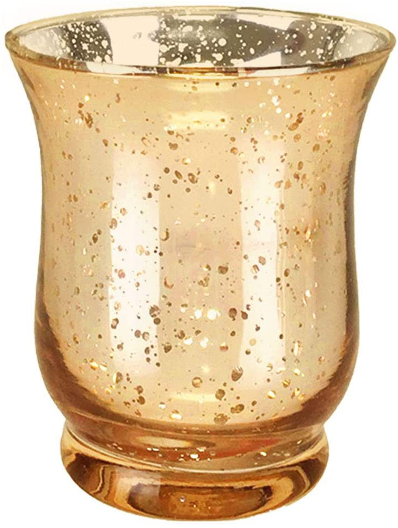 Just Artifacts Mercury Glass Hurricane Votive Candle Holder 3.5-Inch (12pcs, Speckled Gold) - Mercury Glass Votive Tealight Candle Holders for Weddings, Parties and Home Décor Home & Garden > Decor > Home Fragrance Accessories > Candle Holders Just Artifacts   