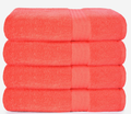 Glamburg Premium Cotton 4 Pack Bath Towel Set - 100% Pure Cotton - 4 Bath Towels 27x54 - Ideal for Everyday use - Ultra Soft & Highly Absorbent - Black Home & Garden > Linens & Bedding > Towels GLAMBURG Coral Orange  