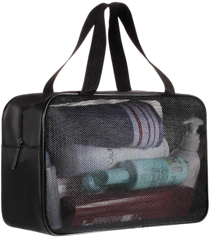 Shower Caddy Bag Organizer Portable Mesh Shower Tote Caddy for Bathroom College Dorm Camp Gym Camping Toiletry Bath for Kids Men Women Guys - Quick Dry (Black) Sporting Goods > Outdoor Recreation > Camping & Hiking > Portable Toilets & Showers MUIFA   