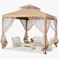 MASTERCANOPY Patio Gazebo 10'x10' Pop-Up Gazebo Tent Instant with Mosquito Netting Outdoor Gazebo Canopy Shelter with 100 Square Feet of Shade (Brown) Home & Garden > Lawn & Garden > Outdoor Living > Outdoor Structures > Canopies & Gazebos MASTERCANOPY Beige  