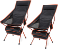 G4Free Upgraded Outdoor 2 Pack Camping Chair Portable Lightweight Folding Camp Chairs with Headrest and Pocket High Back High Legs for Outdoor Backpacking Hiking Travel Picnic Festival Sporting Goods > Outdoor Recreation > Camping & Hiking > Camp Furniture G4Free Orange  