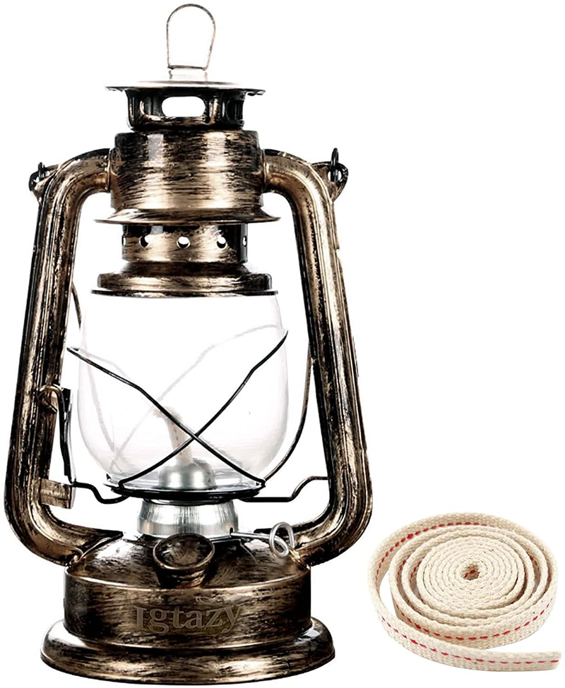 Kerosene Oil Lamp,1 Oil Lamp and 1 Roll of Wick, Vintage Hurricane Burning Lantern for Indoor and Outdoor Hanging Tabletop Decoration (9.45inch Tall) Home & Garden > Lighting Accessories > Oil Lamp Fuel Igtazy 9.45inch Tall  