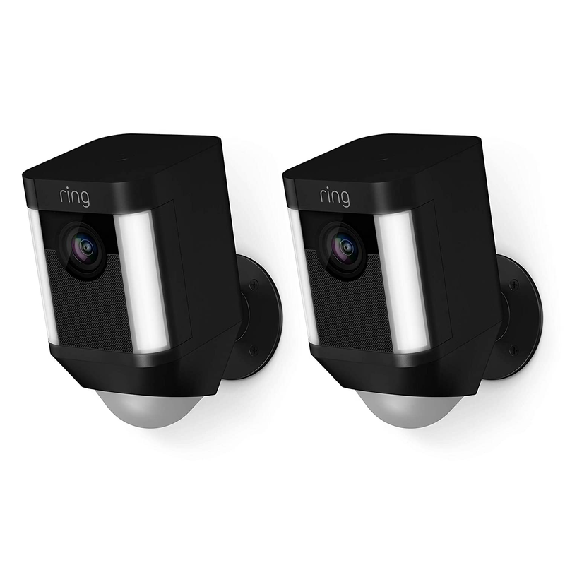 Ring Spotlight Cam Battery HD Security Camera with Built Two-Way Talk and a Siren Alarm, White, Works with Alexa Cameras & Optics > Cameras > Surveillance Cameras Ring Black Device Only 2 Cams