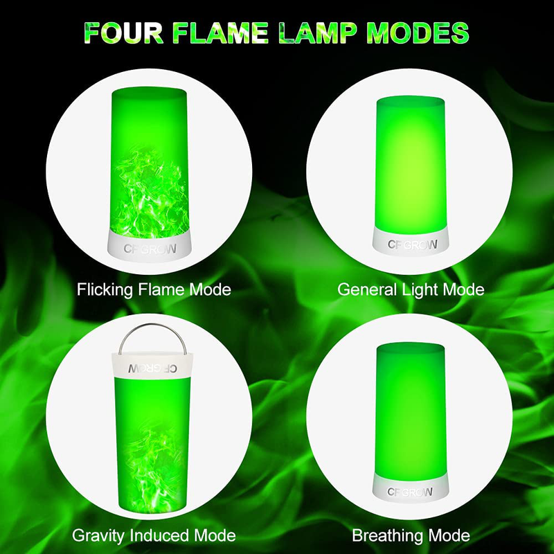Flame Effect Light,USB Rechargeable Flame Candle Waterproof Dimmable 4 Modes Lantern,Flicking Outdoor Flame Lamp with Gravity Sensing Effect&Magnetic Base (Green flame-2PCS) Home & Garden > Decor > Home Fragrances > Candles CFGROW   