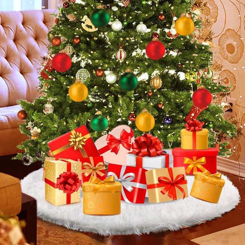 Konsait Christmas Tree Plush Skirt Holiday Tree Ornaments Round Snow White Xmas Tree Skirt Mat Base Cover for Merry Christmas Decor & New Year Party Holiday Home Decorations, 31Inch/78CM Home & Garden > Decor > Seasonal & Holiday Decorations > Christmas Tree Skirts Konsait   
