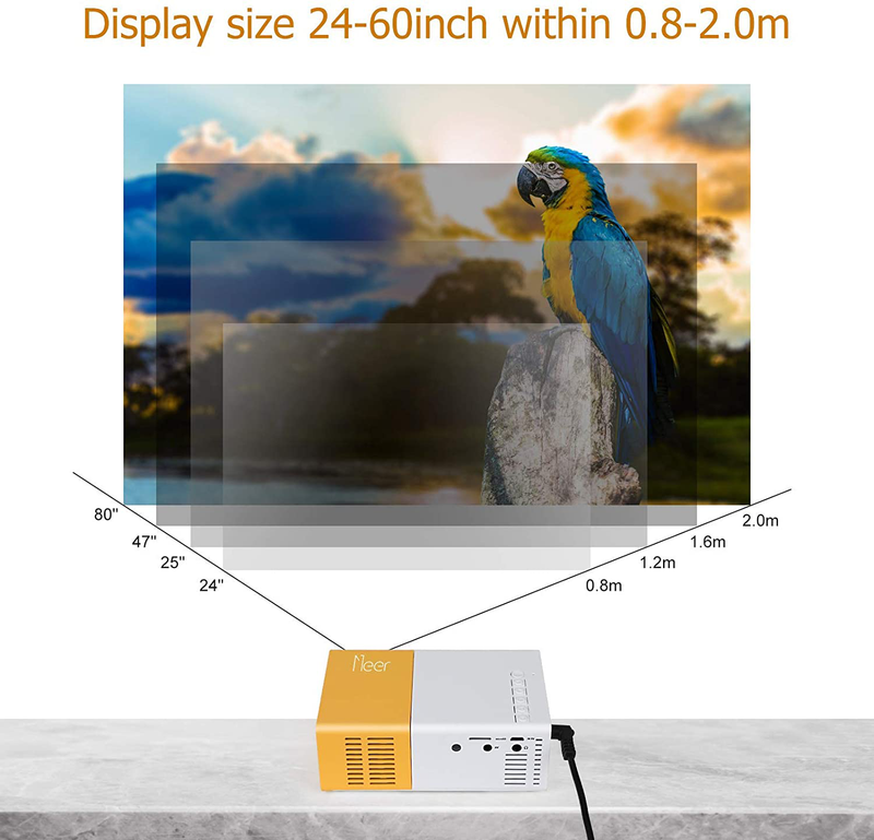 Mini Projector, Meer Portable Pico Full Color LED LCD Video Projector for Children Present, Video TV Movie, Party Game, Outdoor Entertainment with HDMI USB AV Interfaces and Remote Control Electronics > Video > Projectors Meer   