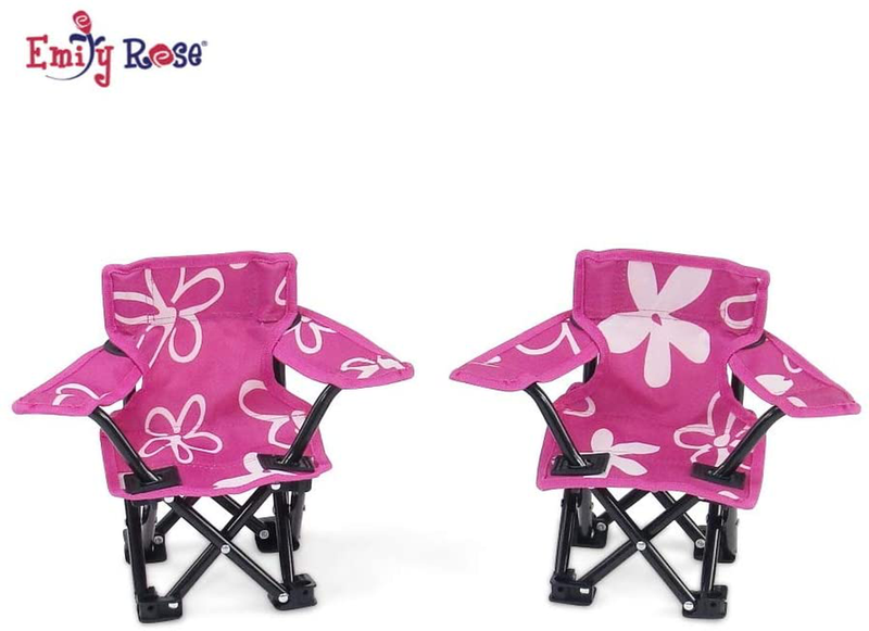 Emily Rose 18 Inch Doll Accessories | Awesome Pink and White Flowered Camping Sports Chairs, Includes Matching Carry / Storage Case | Fits American Girl Dolls Sporting Goods > Outdoor Recreation > Camping & Hiking > Camp Furniture Emily Rose Doll Clothes   