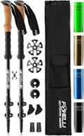 Foxelli Trekking Poles – 2-Pc Pack Collapsible Lightweight Hiking Poles, Strong Aircraft Aluminum Adjustable Walking Sticks with Natural Cork Grips and 4 Season All Terrain Accessories Sporting Goods > Outdoor Recreation > Camping & Hiking > Hiking Poles Foxelli Black  