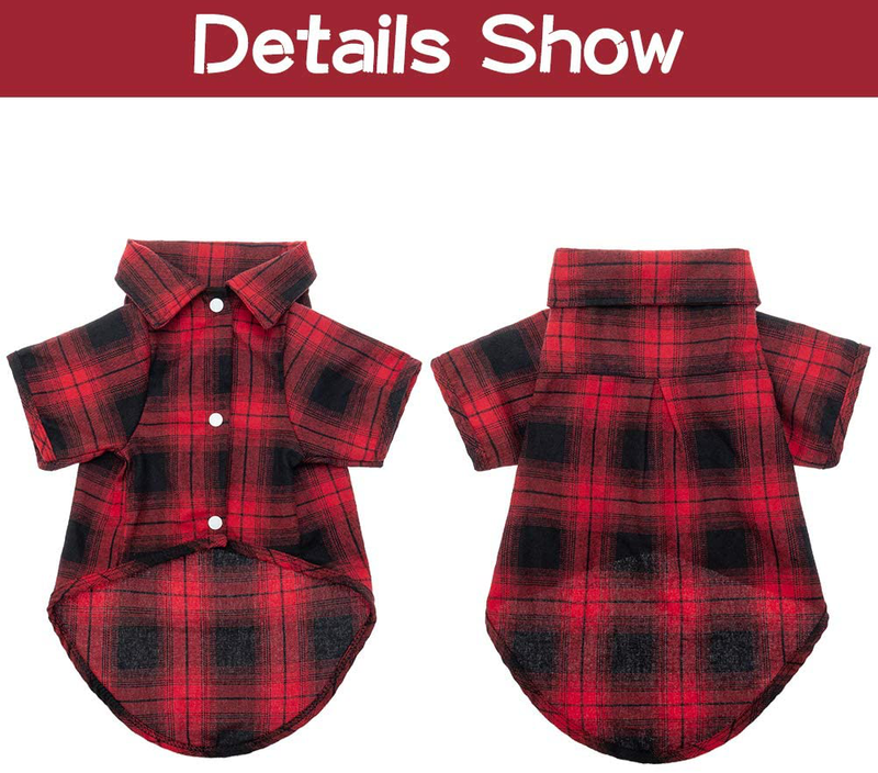 EXPAWLORER Plaid Dog Shirt - Classical Plaid Brushed Cold Weather Pet Clothes, Christmas Dog Sweater for Small Medium Large Dogs